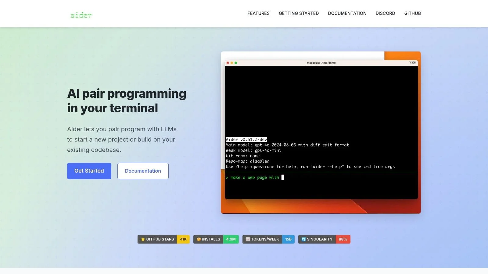Aider (open-source terminal pair-programmer)