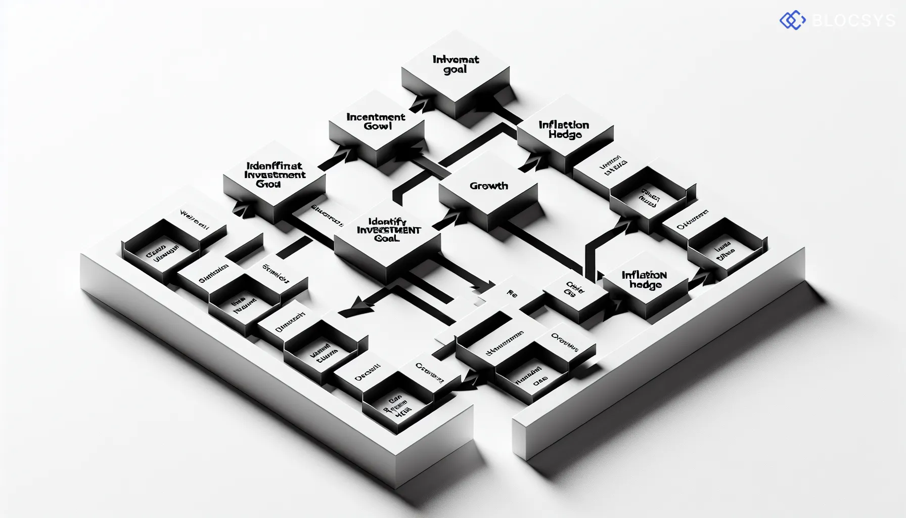 Decision tree diagram showing investor pathways in RWA tokenization: Identify Investment Goal (Income / Growth / Inflation Hedge) → Select Asset Class → Compare Platforms → Complete KYC Verification → Purchase Tokens → Choose Exit Strategy (Hold for Yield / Trade on Secondary Market / Reinvest Returns)
