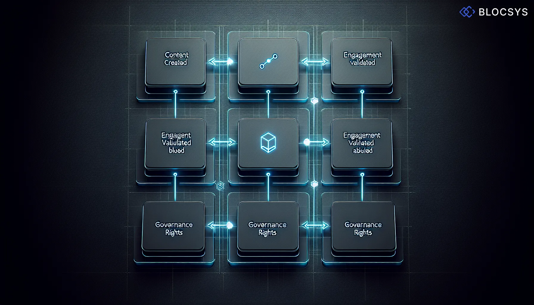 Process flow diagram showing how SocialFi platforms distribute value: User Creates Content → Smart Contract Validates Engagement → Token Rewards Calculated → Tokens Distributed to Creator and Curators → Governance Voting Rights Assigned to Token Holders