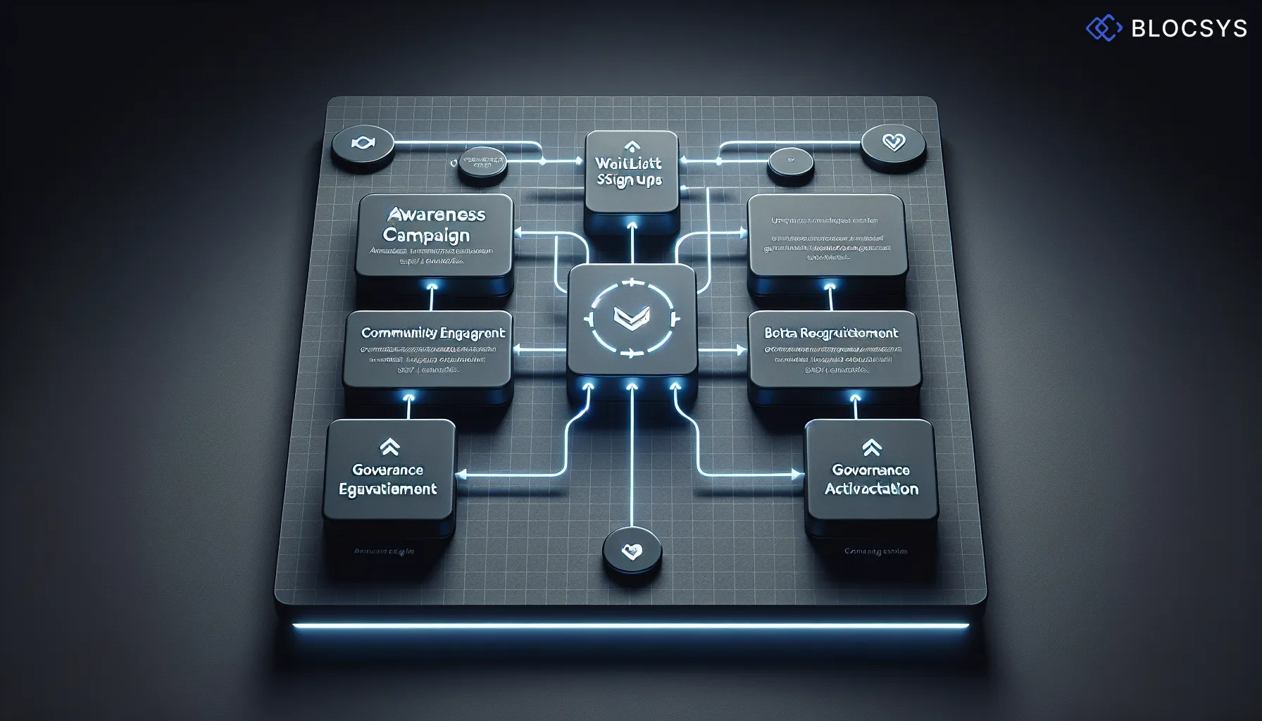 [Step-by-step funnel chart showing web3 community-building process: Awareness Campaign → Discord/X Engagement → Waitlist Sign-ups → Beta Tester Recruitment → Token Holder Conversion → Governance Participant Activation]