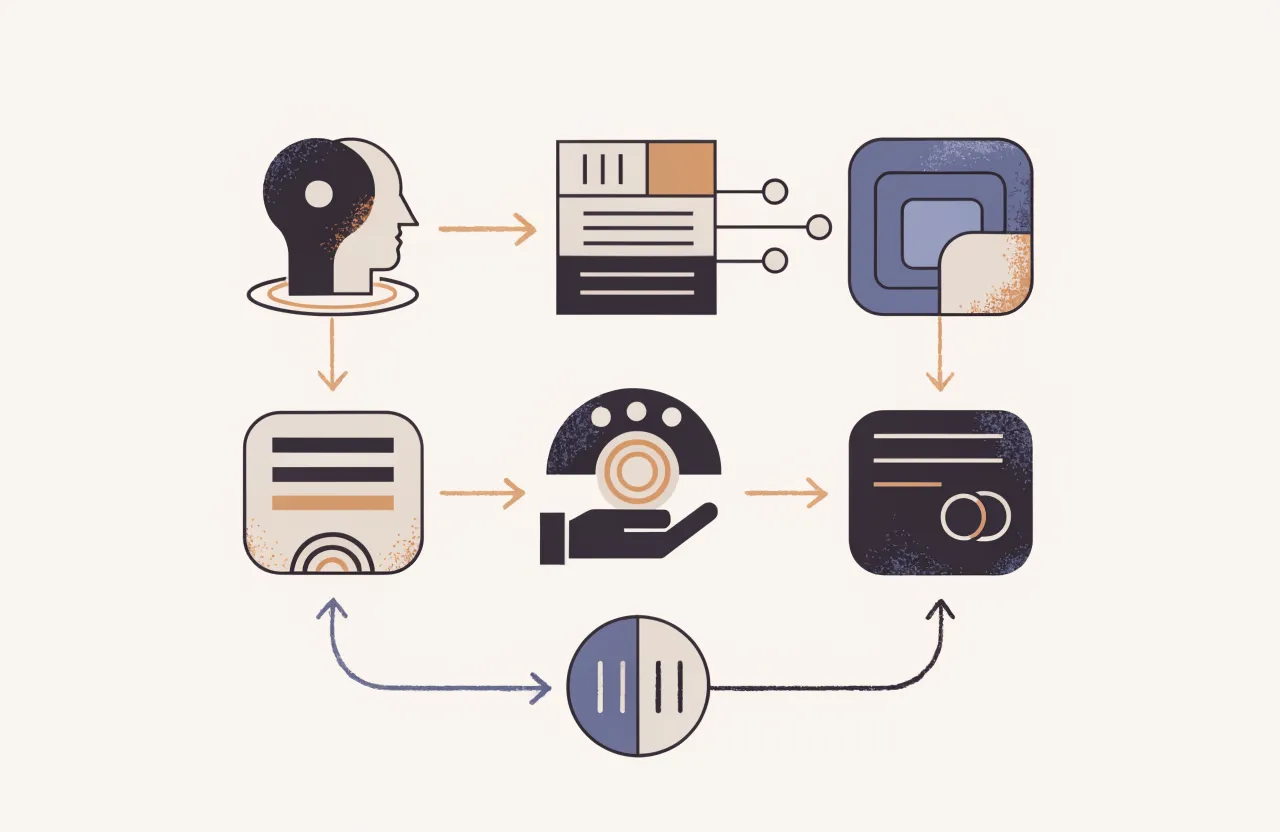 Artificial Intelligence — Process flow diagram illustrating AI in healthcare: Patient Data Collection → Data Anonymization & Preprocessing → ML Model Analysis (Diagnostic / Predictive) → Confidence Scoring → Physician Review & Override → Treatment Recommendation → Outcome Tracking → Model Refinement Loop